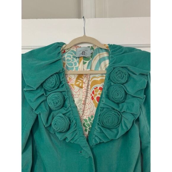 Judith March 50th inspired Coat/Jacket, Turquoise Velour, size S - Picture 3 of 7